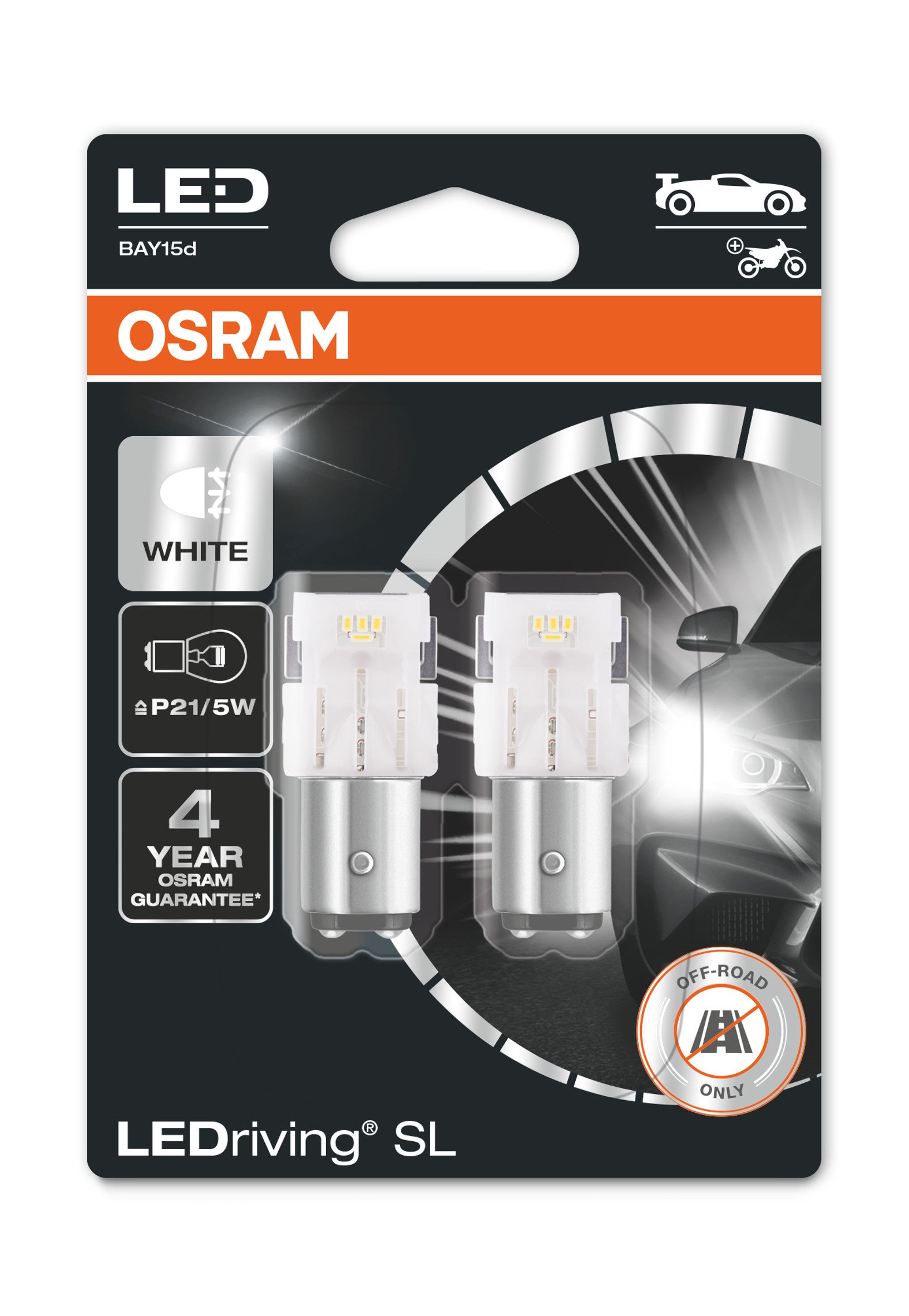 Osram P21/5W (2,5/0,5W) LEDriving SL 6000K 12V 2 St. Hvitt lys