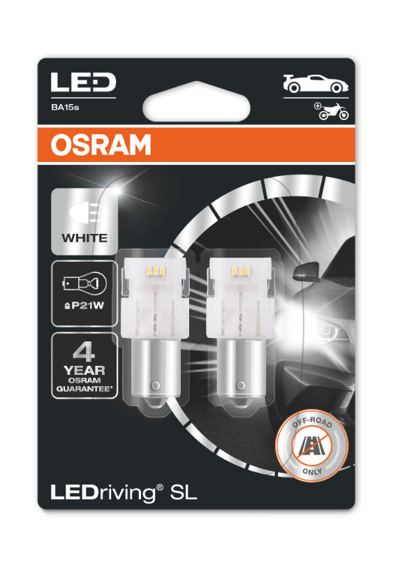 Osram P21W (1,8W) LEDriving SL  6000K 12V   2 St. Hvitt lys
