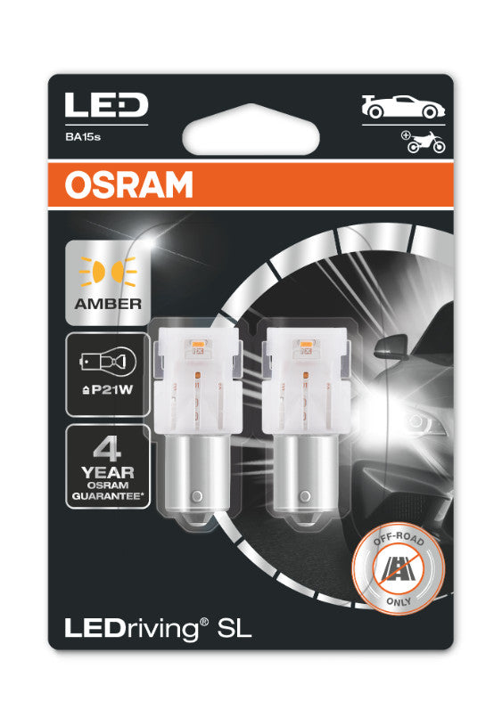 Osram P21W (1,8W) LEDriving SL 12V  2 St. Gult lys
