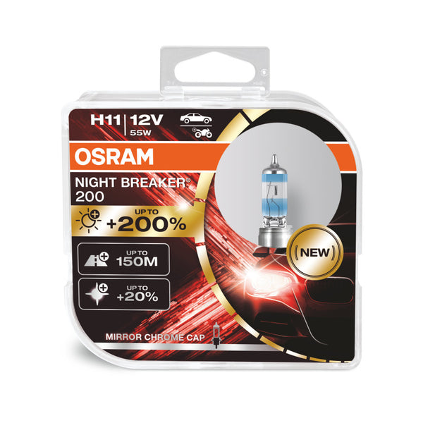 Nyhet OSRAM H11 55W NIGHT BREAKER LASER +200% 2 stk (12V)