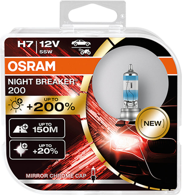 OSRAM H7 55W NIGHT BREAKER 200 +200%  2 stk (12V)