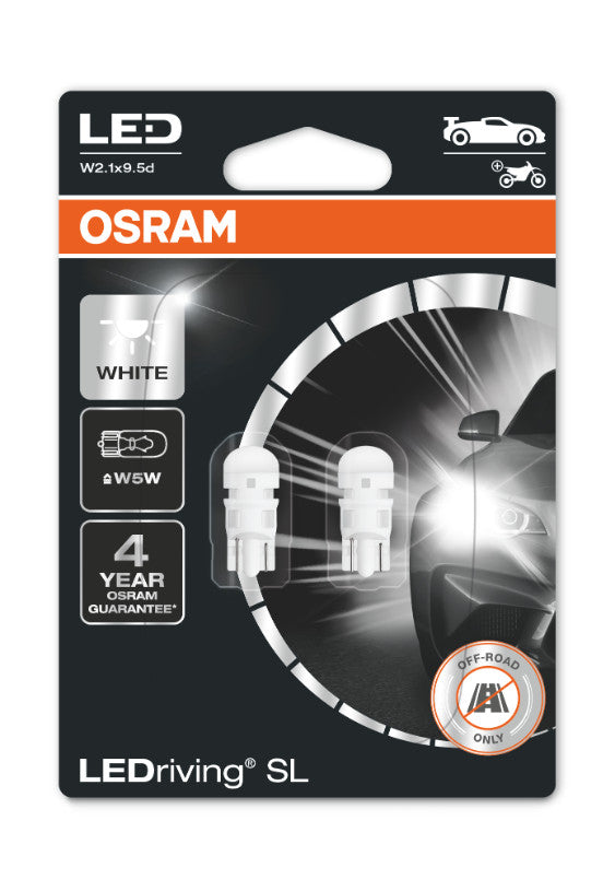 Osram W5W LEDriving HL Gen2 LEDriving SL 6000K 2 stk. Hvit lys
