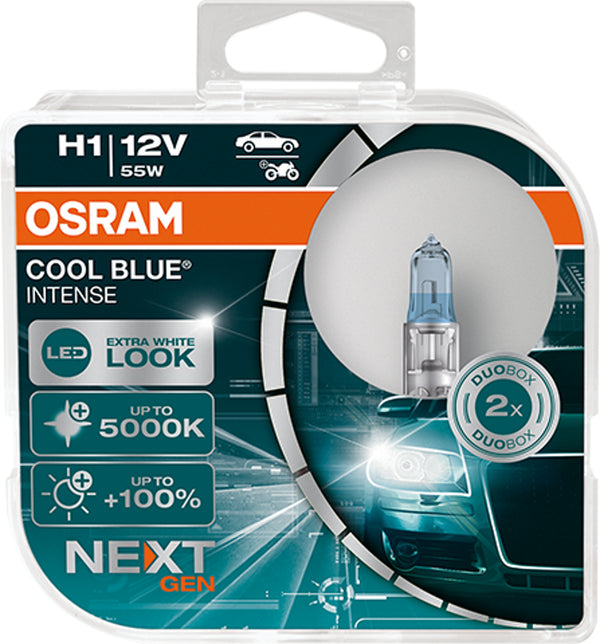 OSRAM H1 55W Cool Blue INTENSE NextGeneration 5000K +100% 2 stk