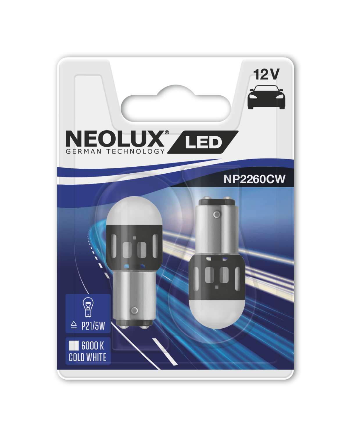 Neolux P21/5W (1,2W) LED Retrofits 6000K 12V 2 St. Hvit lys