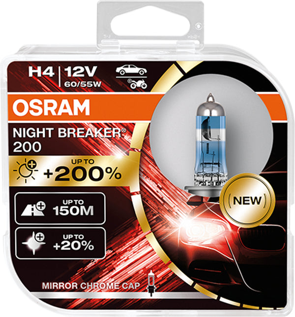 OSRAM H4 55W NIGHT BREAKER 200 +200%  2 stk (12V)